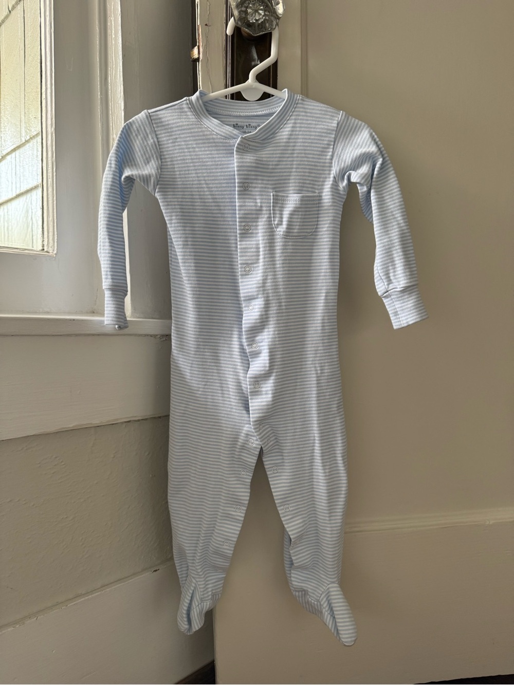 Kissy Kissy Pale Blue Striped Footed One-Piece